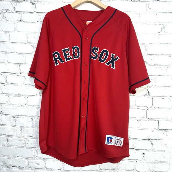 Vintage 90s Russell‎ Athletic Boston Red Sox Baseball Jersey XXL Red Sewn MLB - Picture 1 of 16